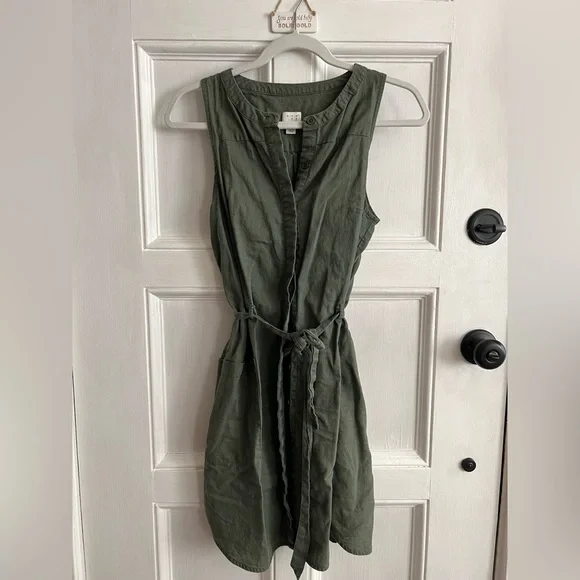 A new day | Olive Casual Linen Dress - Size XS A new day | Olive Casual Linen Dress - Size XS